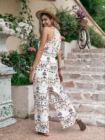 Boho Print Halter Neck Jumpsuit