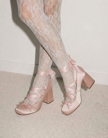 Square-Toe Ribbon-Tie Sweet Mary Janes