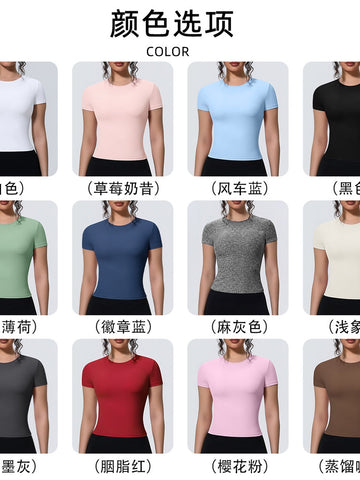 Seamless Stretchy Slim Fit Athletic Tee