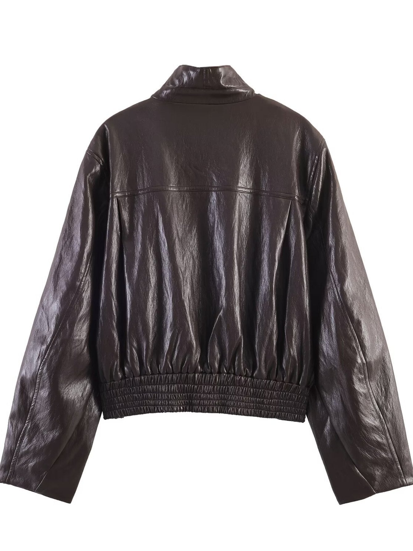 Oversized Faux Leather Bomber Jacket