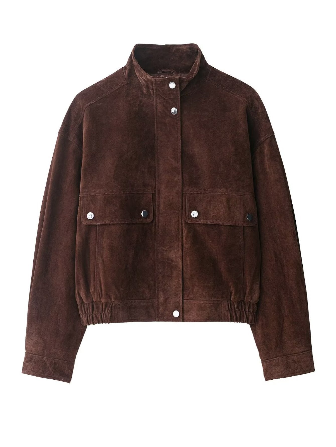 Brown Suede Utility Cropped Jacket