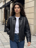 Oversized Vintage Style Faux Leather Jacket