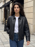 Oversized Vintage Style Faux Leather Jacket