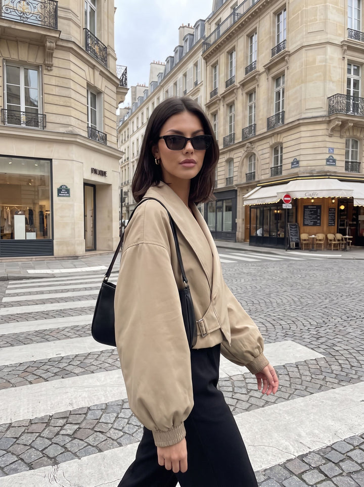 Oversized Buckled Crop Jacket