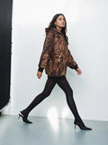 Leopard Print Hooded Bomber Jacket