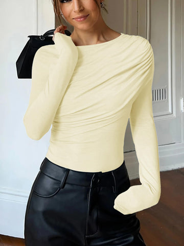 Ruched Slim Fit Long Sleeve Tee