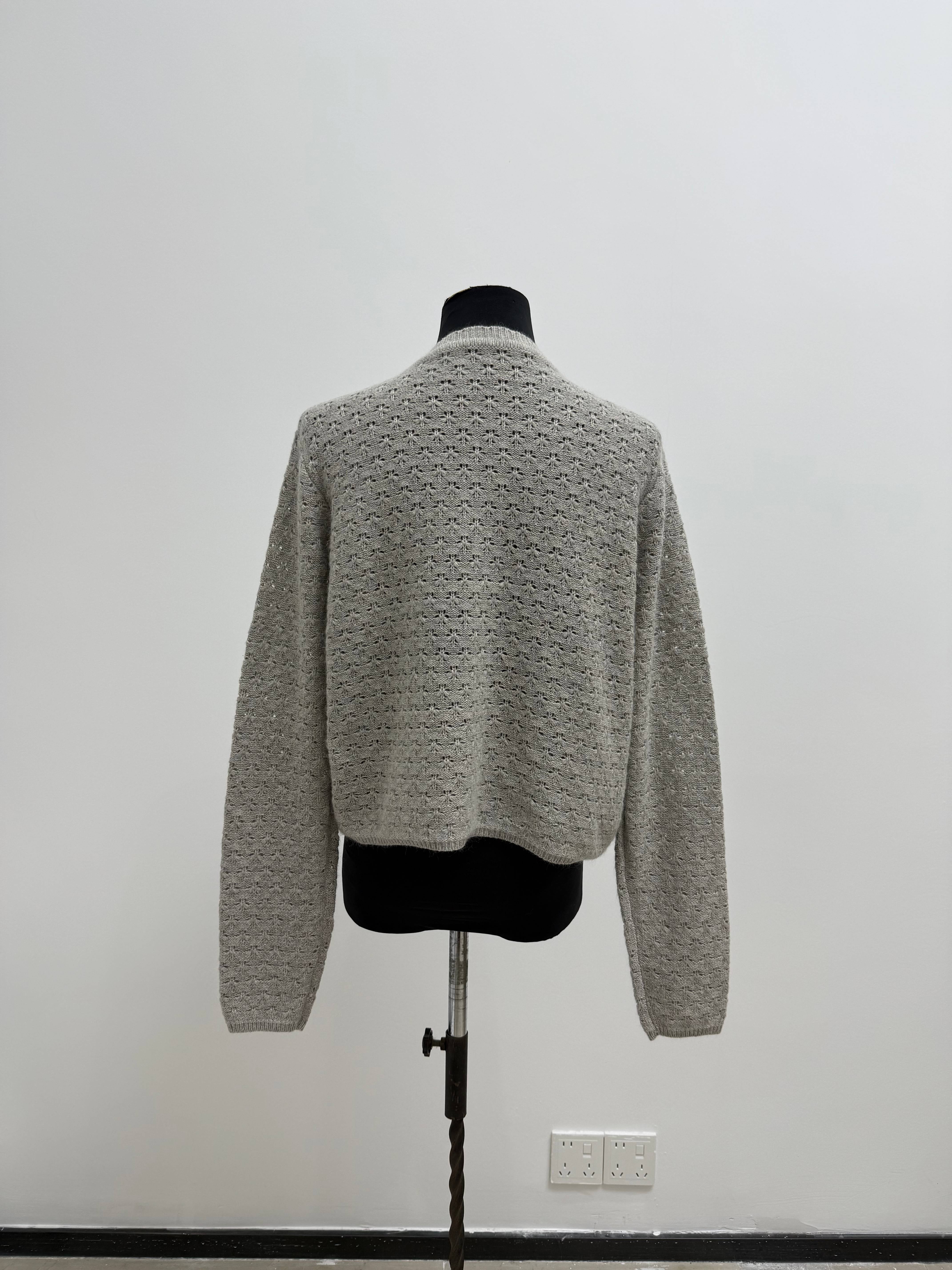 Textured Cropped Button Front Cardigan