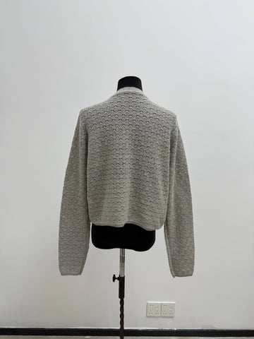 Textured Cropped Button Front Cardigan