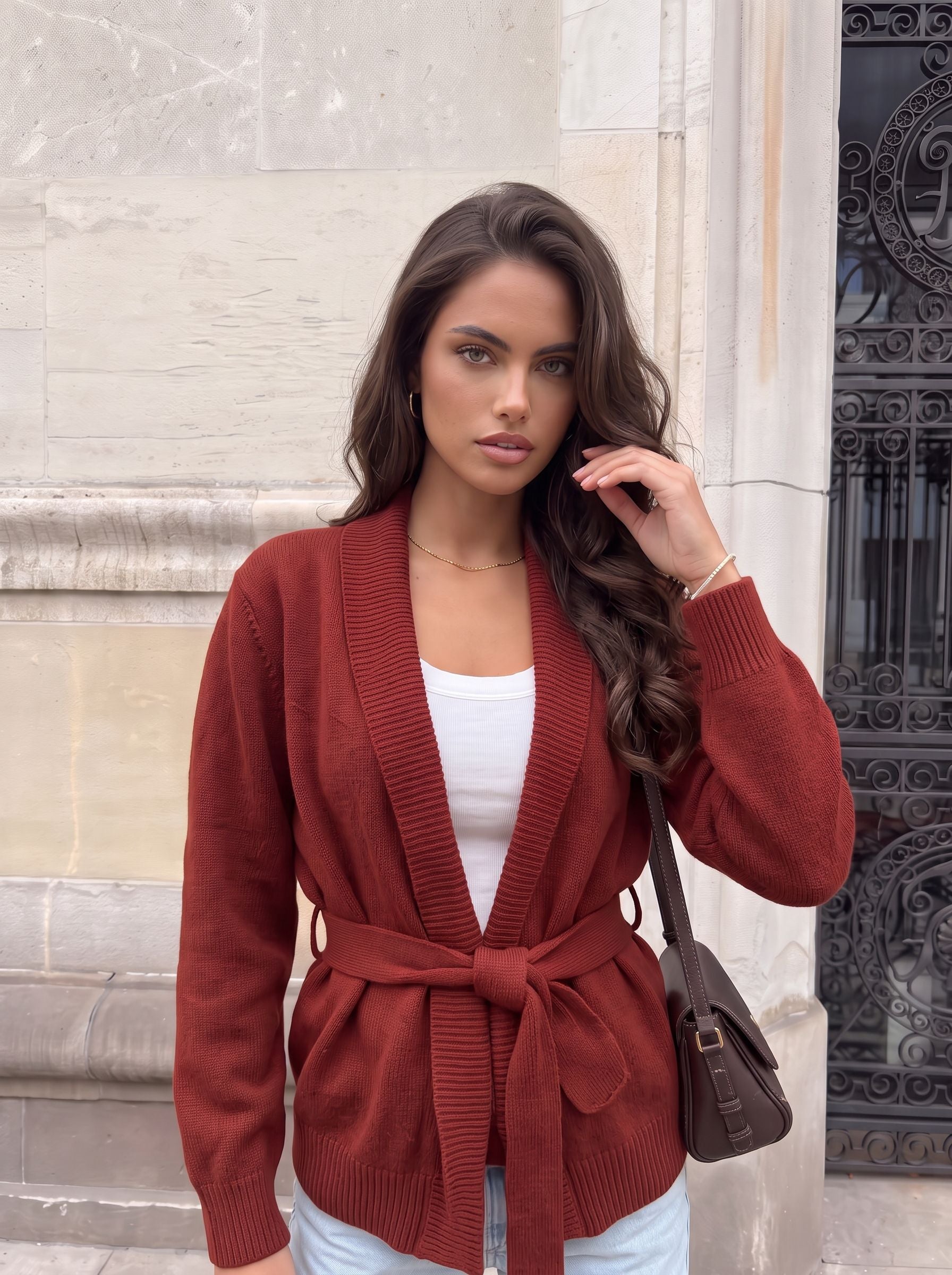 Cozy Belted Shawl Collar Cardigan