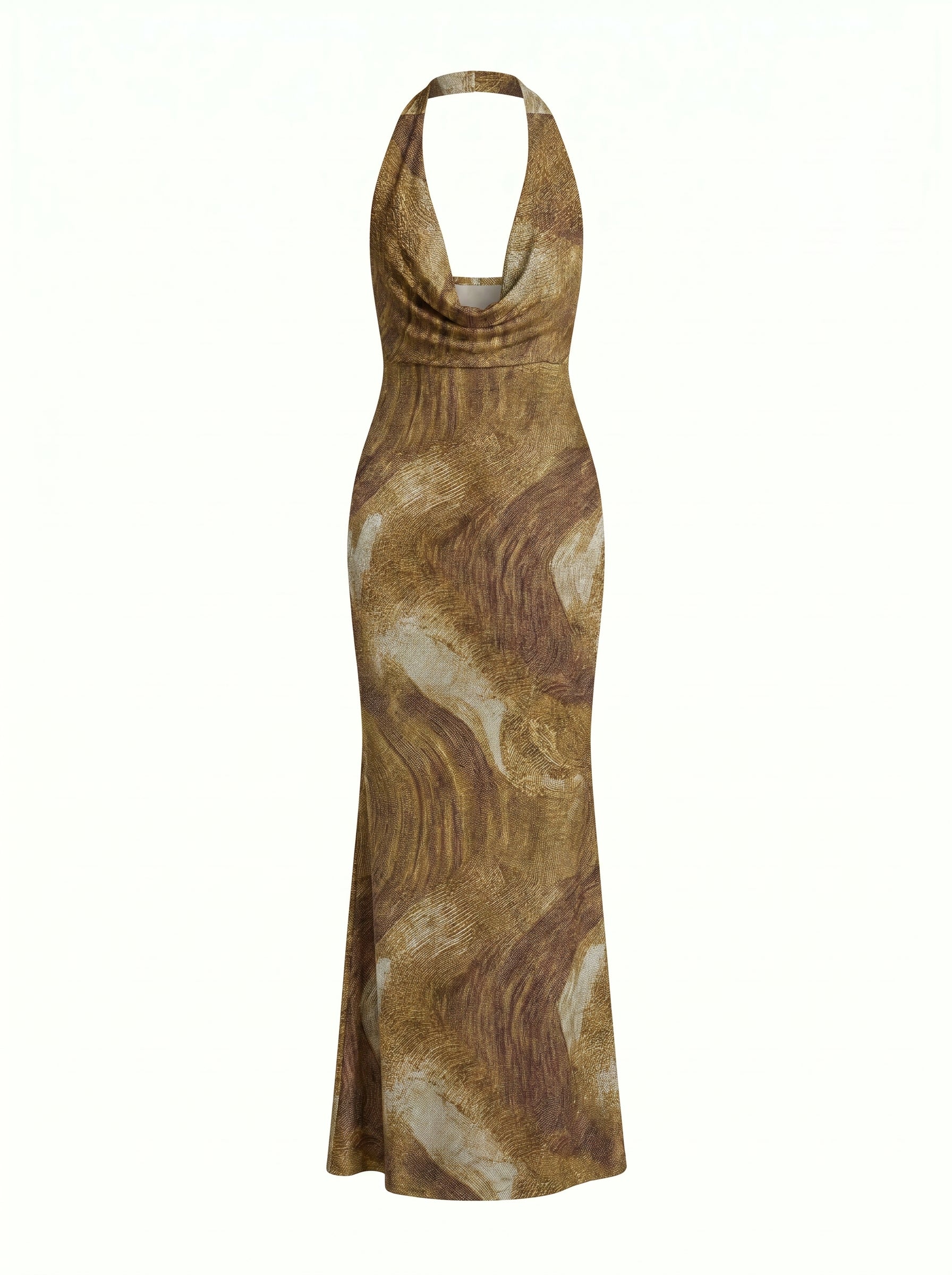 Tatiana Peñaloza's Gold Marble Print Midi Dress