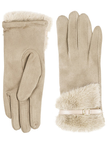 Cozy Faux Fur Trim Winter Gloves