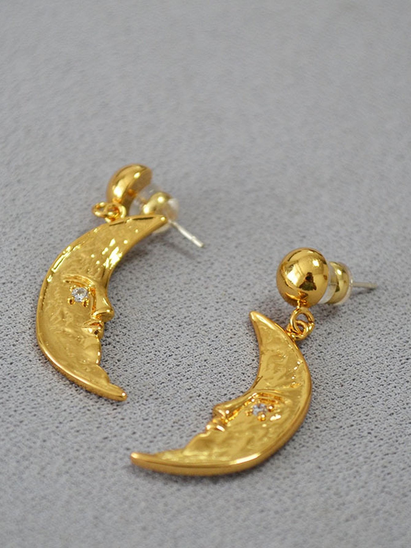 Celestial Gold Moon Statement Dangle Earrings