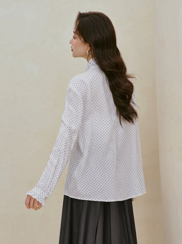 Elegant Polka Dot Tie Neck Blouse
