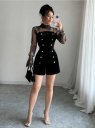 Black Velvet Lace Accented Jumpsuit
