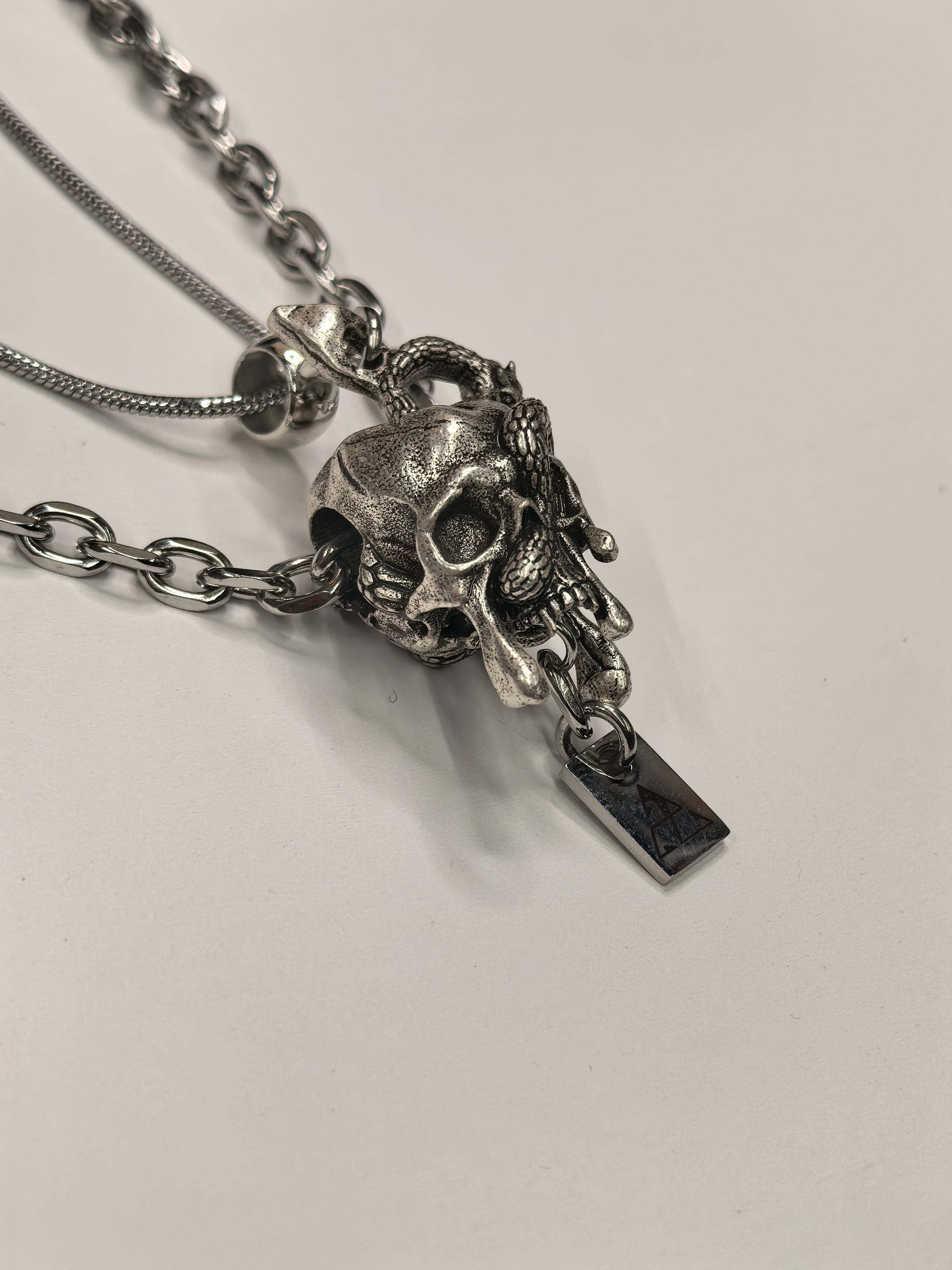 Gothic Layered Skull Pendant Necklace