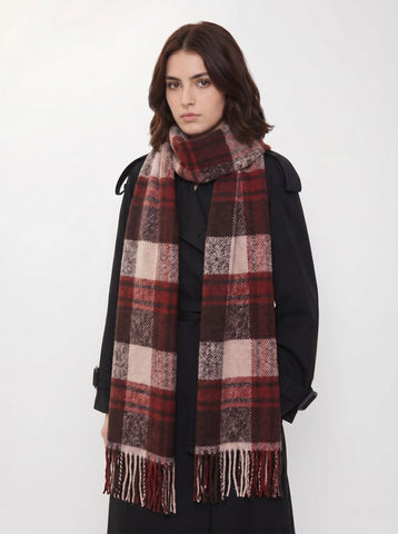 Cozy Plaid Fringed Winter Scarf