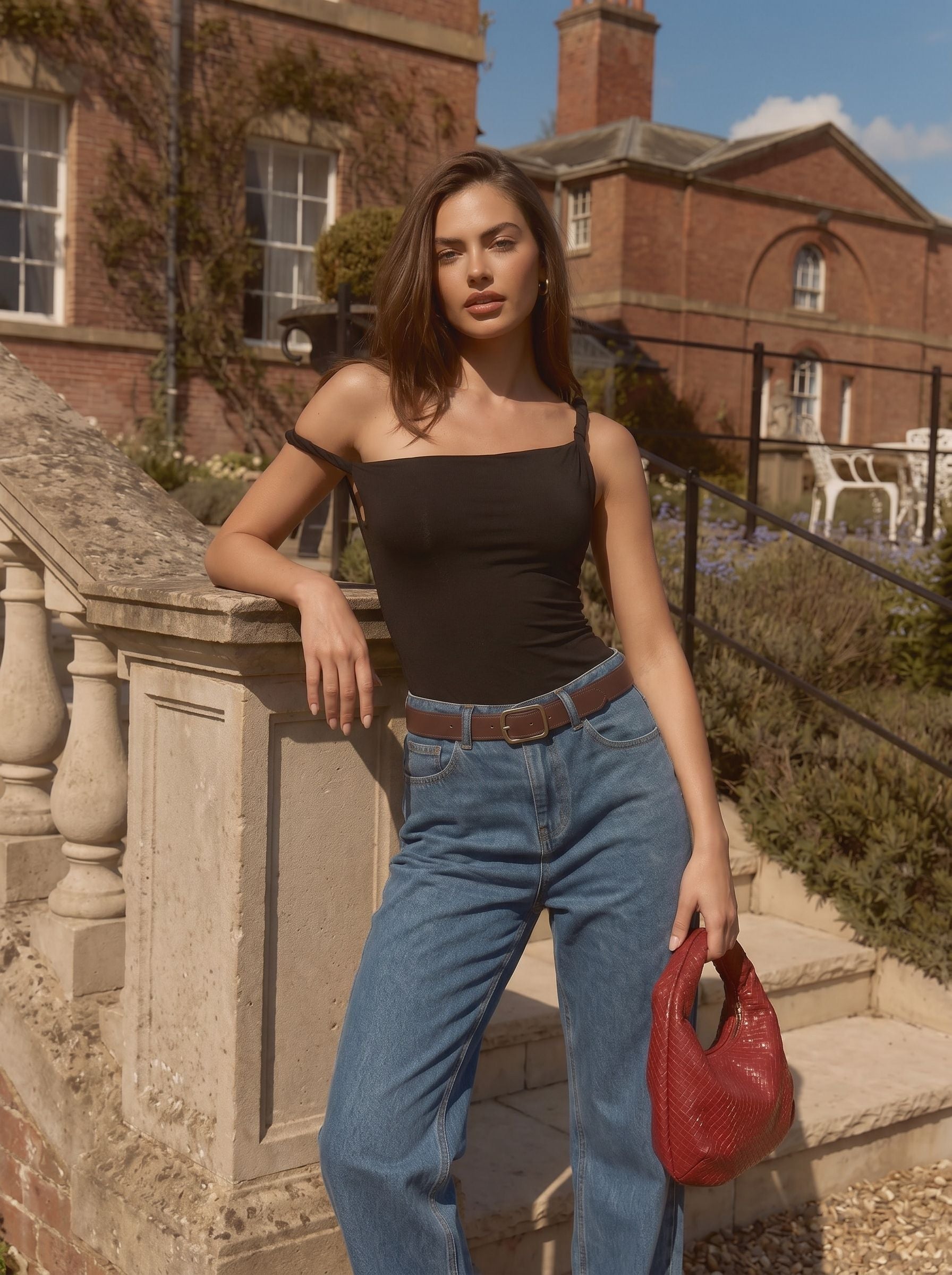 Twisted Shoulder Straps Bodysuit
