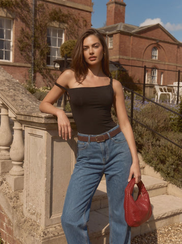 Twisted Shoulder Straps Bodysuit