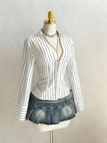 Slim Fit Striped Button Down Shirt