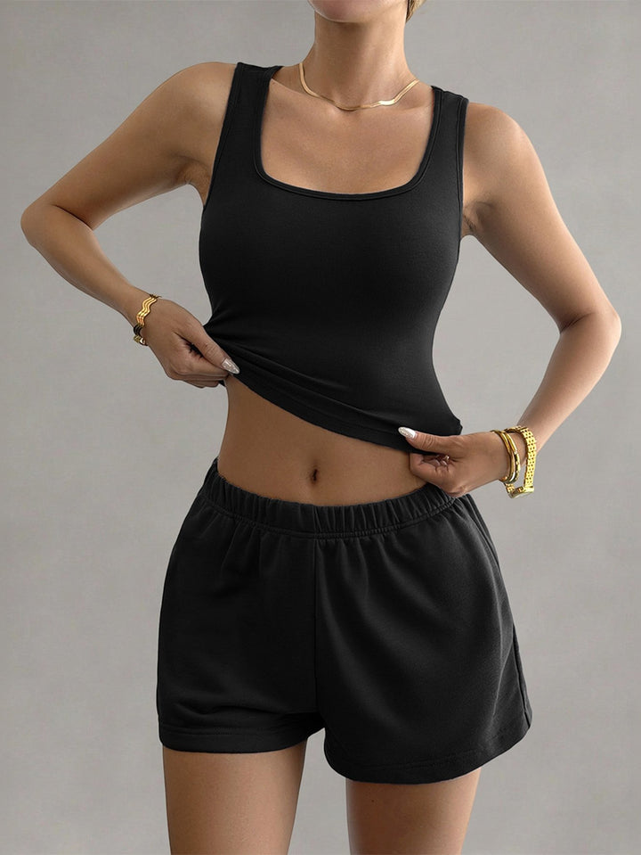 Seamless Ribbed Tank And Shorts Set