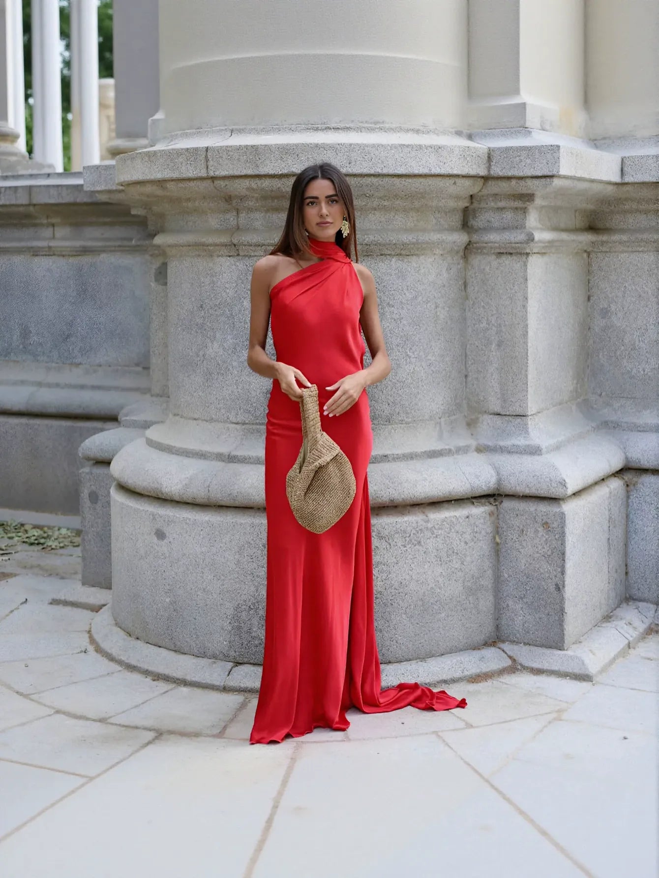 Satin Halter Neck Midi Dress