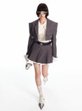 Cropped Structured Shoulder Blazer Jacket