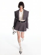 Cropped Structured Shoulder Blazer Jacket