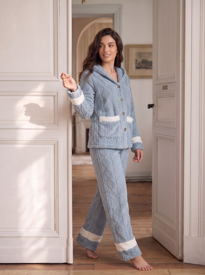 Cozy Plush Hooded Loungewear Pajama Set