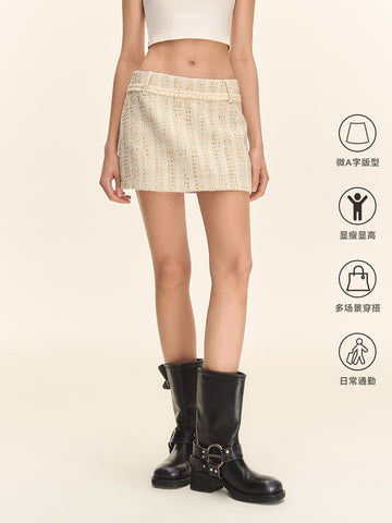 Elegant Tweed Metallic Mini Skirt
