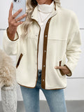 Cozy Contrast Trim Fleece Jacket