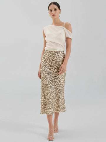 Leopard Print Silk Skirt