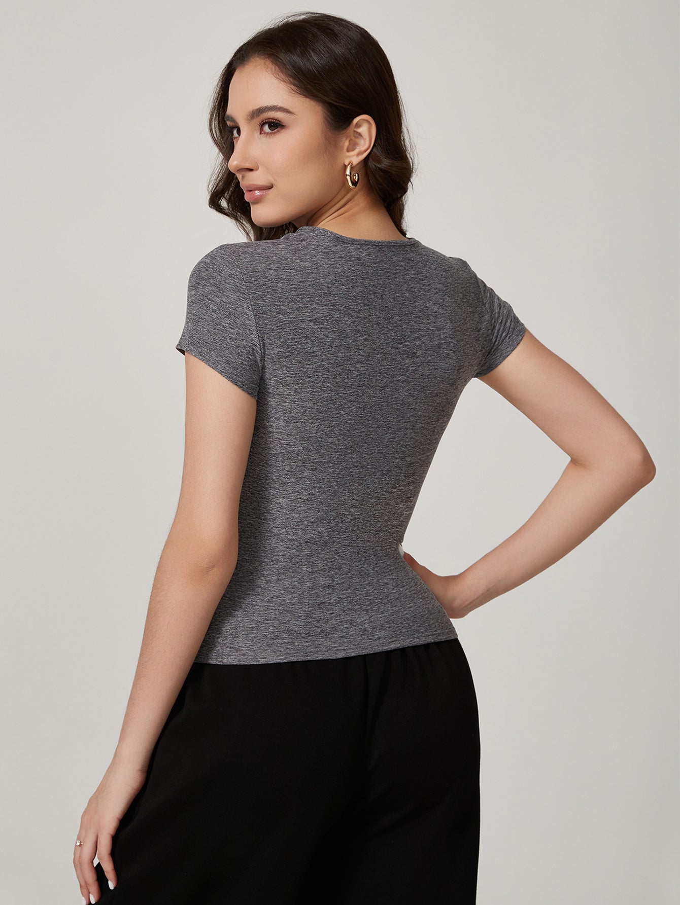 Round Neck Slim-Fit Workout T-Shirt-Multicolor