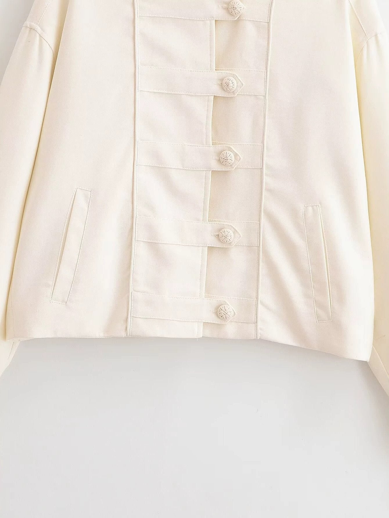 Elegant Mandarin Collar Button Jacket