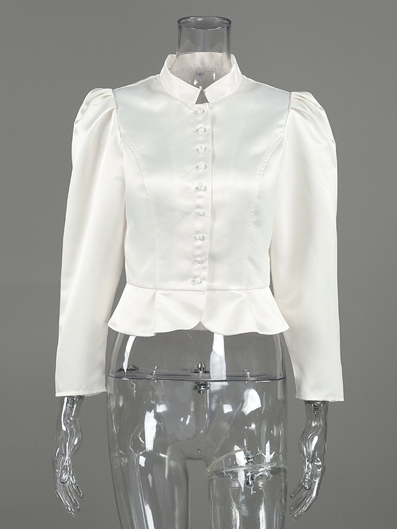 Puff Sleeve Fitted Button Down Shirt