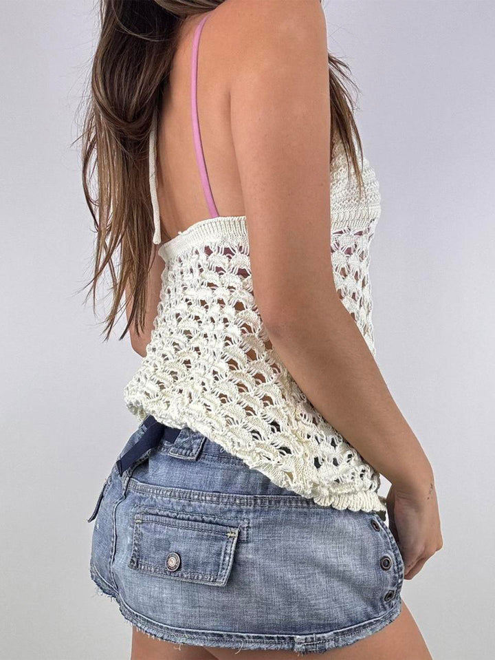 Boho Crochet Halter Tie Cardigan