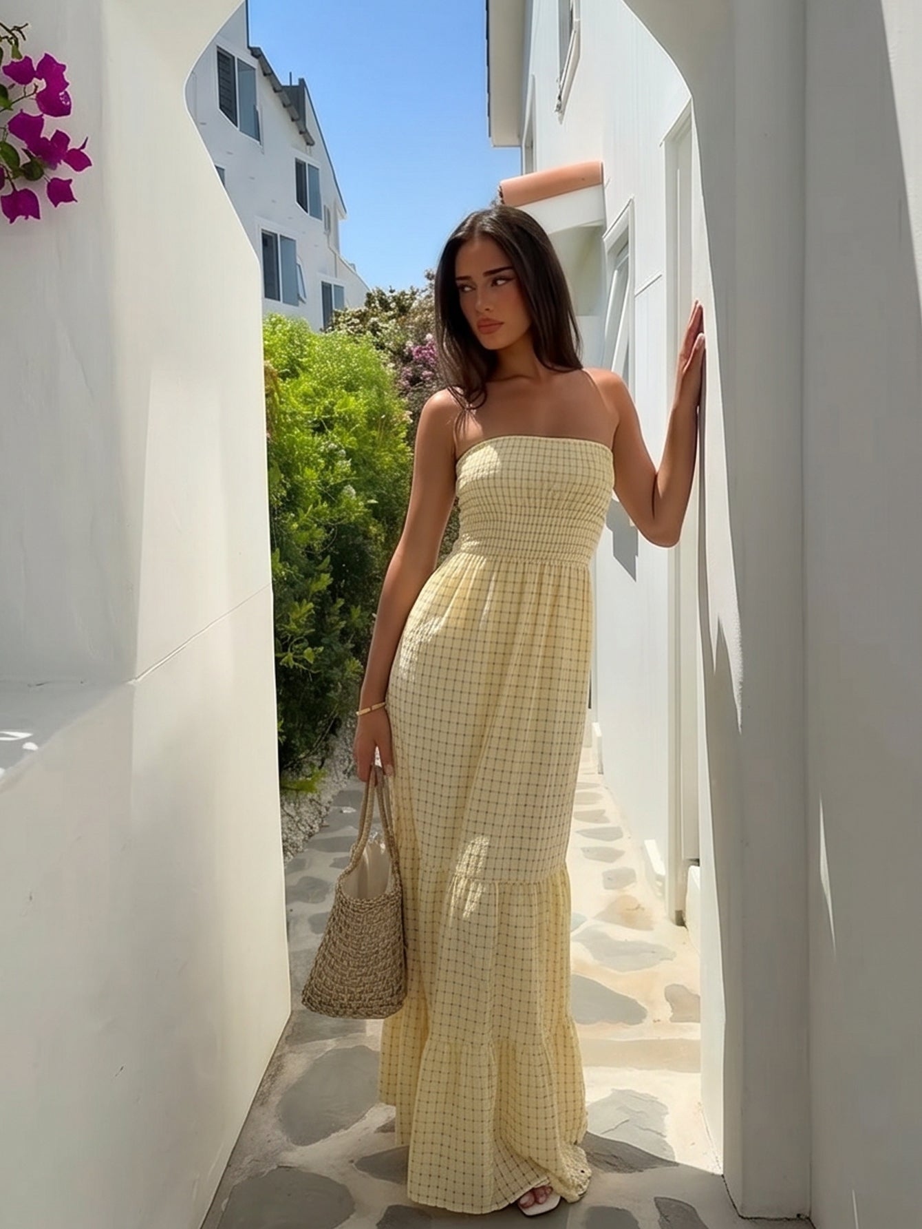 Strapless Smocked Tiered Maxi Dress