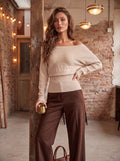 Off The Shoulder Cable Knit Sweater