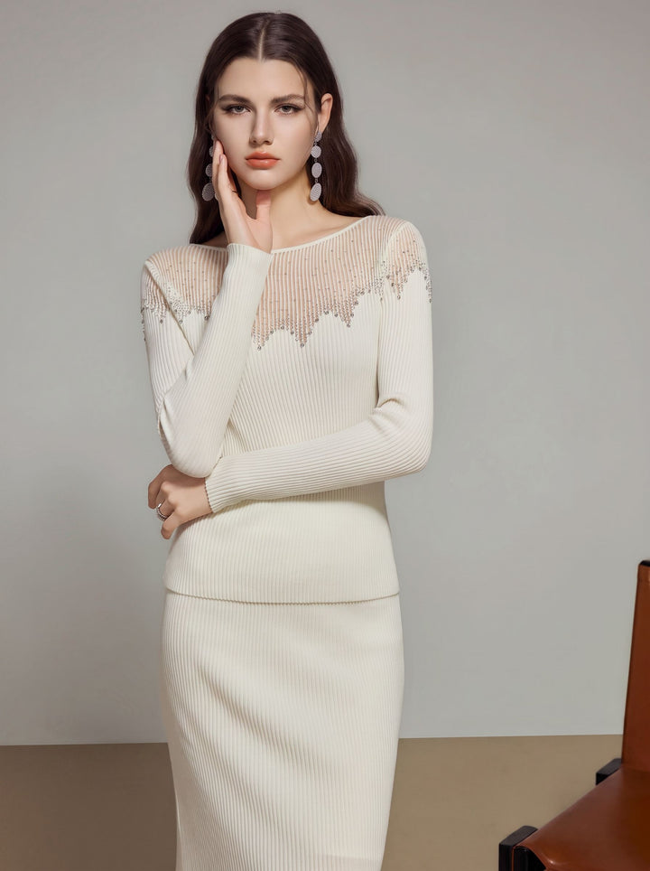 Shimmering Pleated Knit Mermaid Skirt