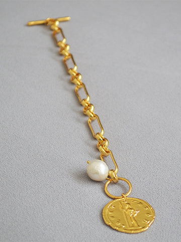 Gold Chunky Paperclip Toggle Bracelet