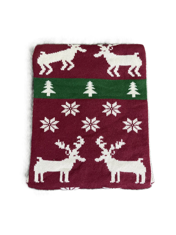 Cozy Reindeer Holiday Knit Scarf
