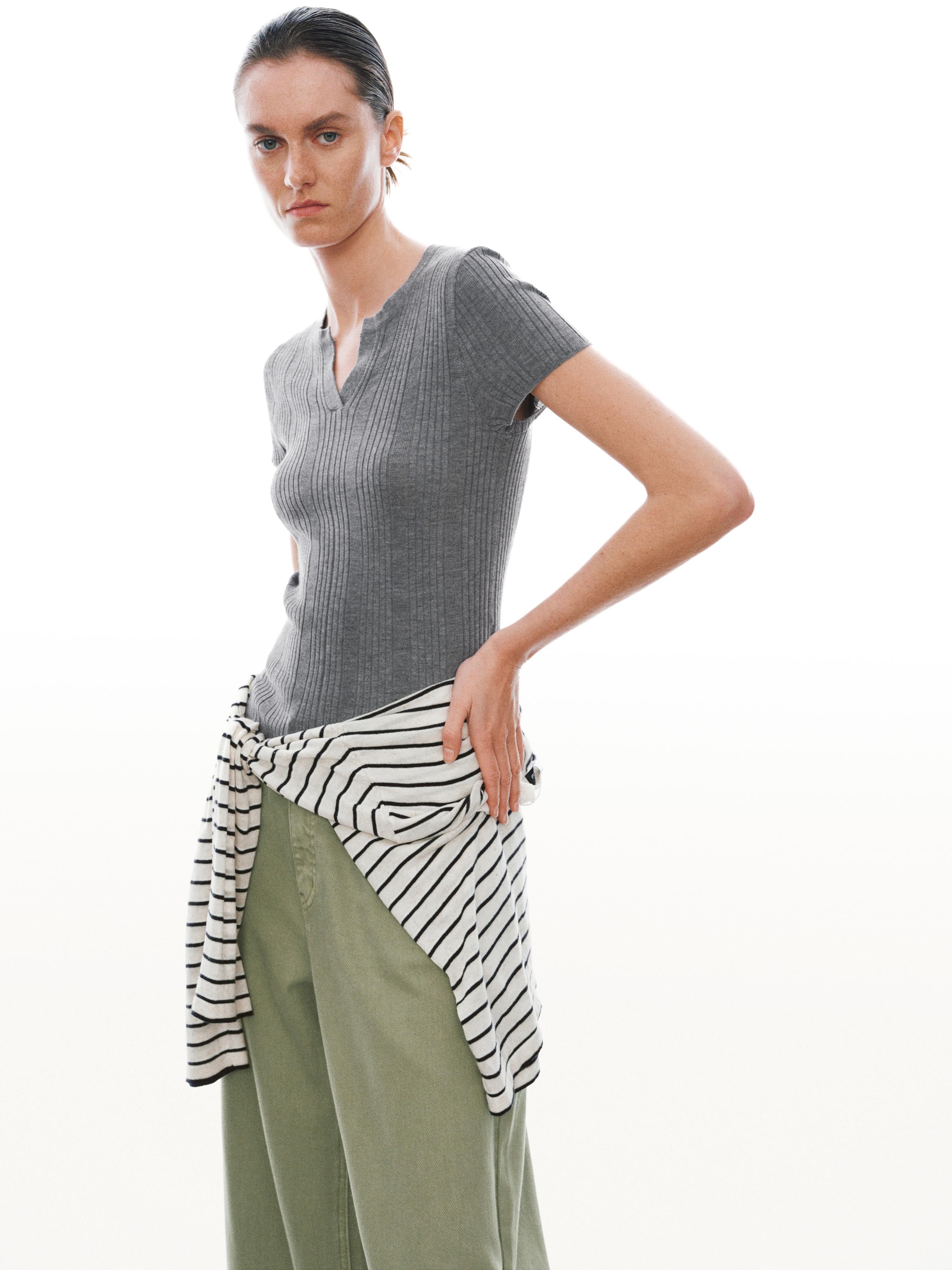 Striped Skinny-Fit Knitted T-Shirts