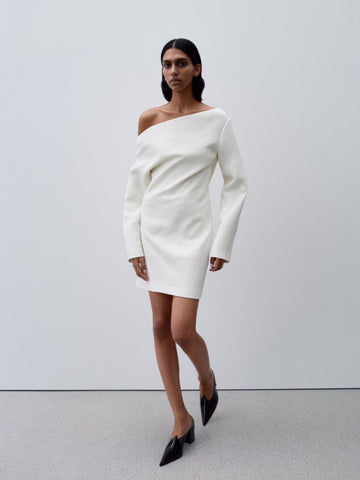Autumn Dresses 2025 Women's French Sexy Plain Long Sleeve One-Shoulder A-Line Mini Dating Dresses