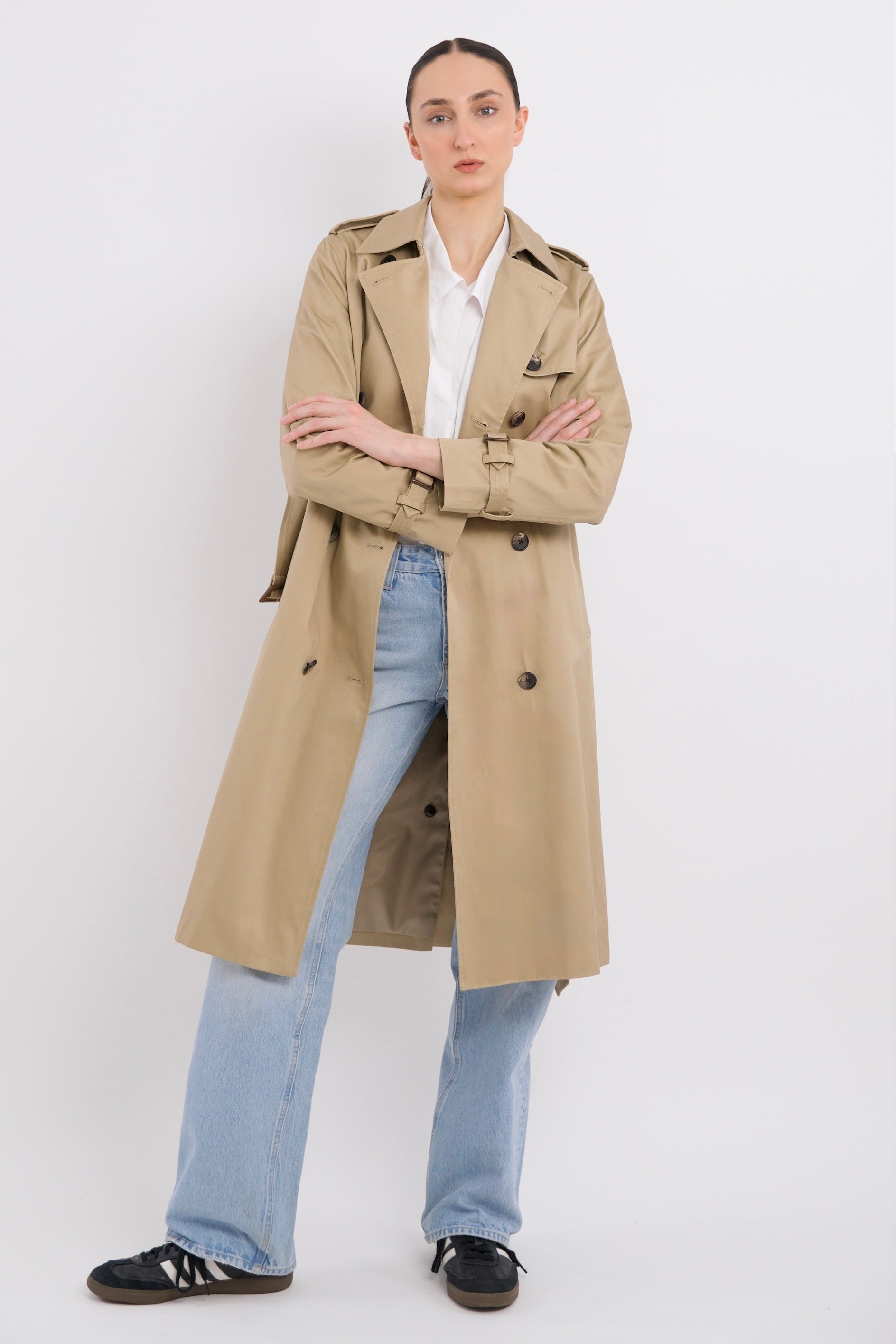 Classic Double Breasted Belted Trench Coat
