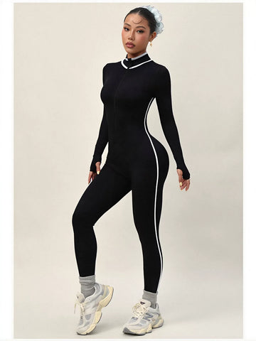 Slimming Zip Up Sport Jumpsuit