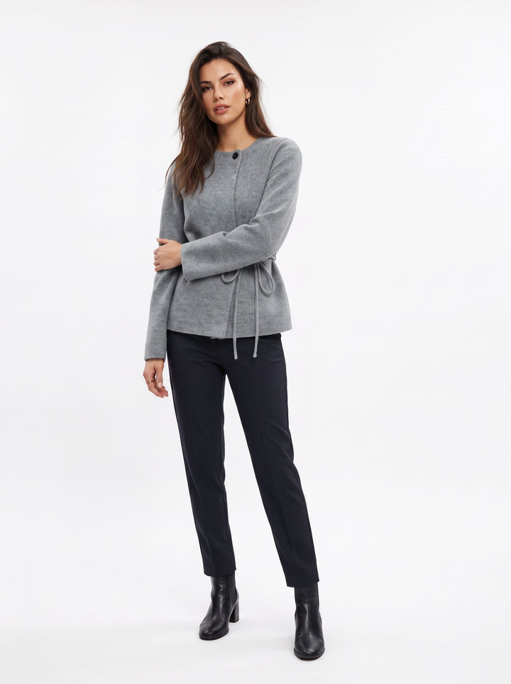 Elegant Tie Front Bell Sleeve Cardigan