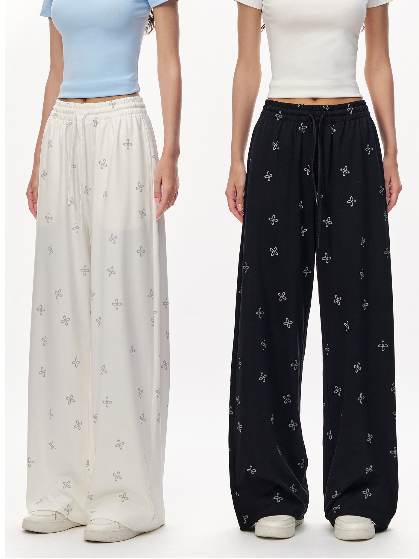 High Waisted Printed Wide Leg Pants