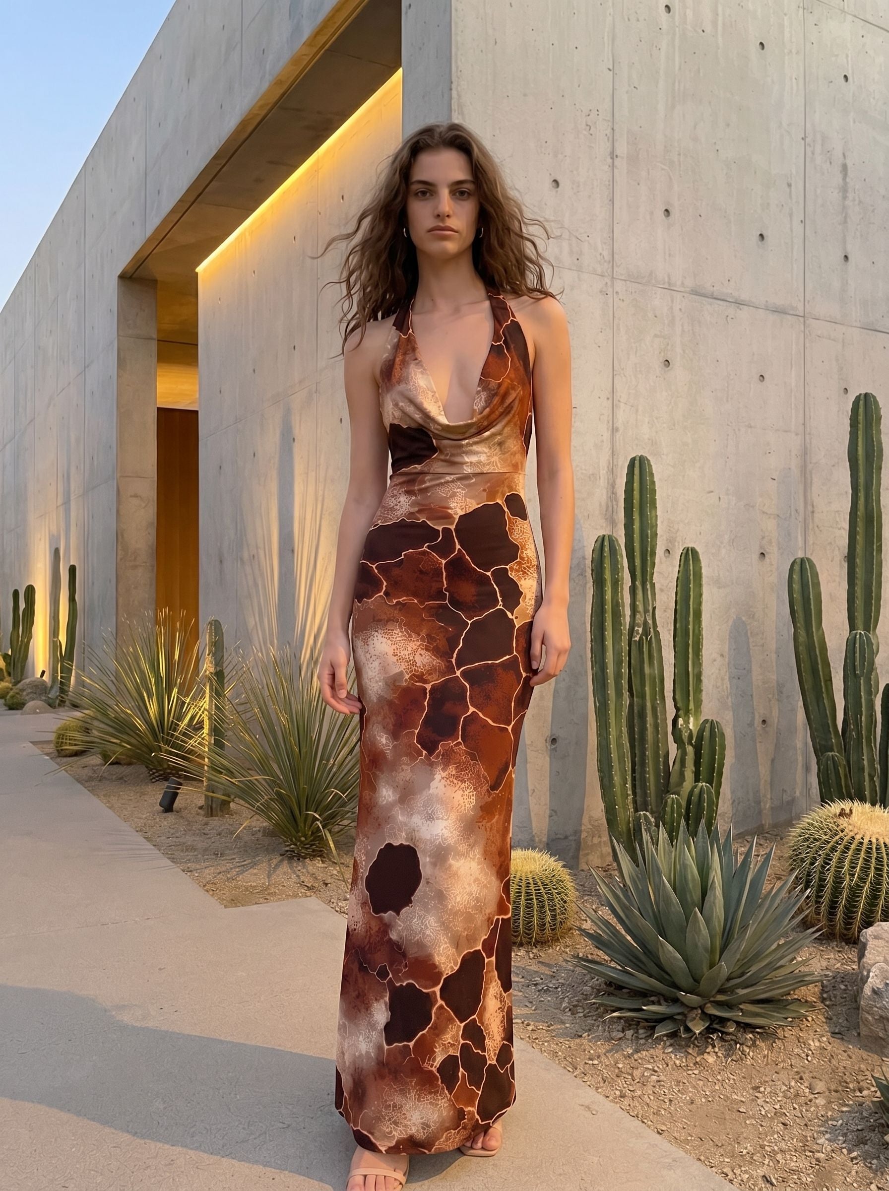 Manchester Sui's Giraffe Print Midi Dress