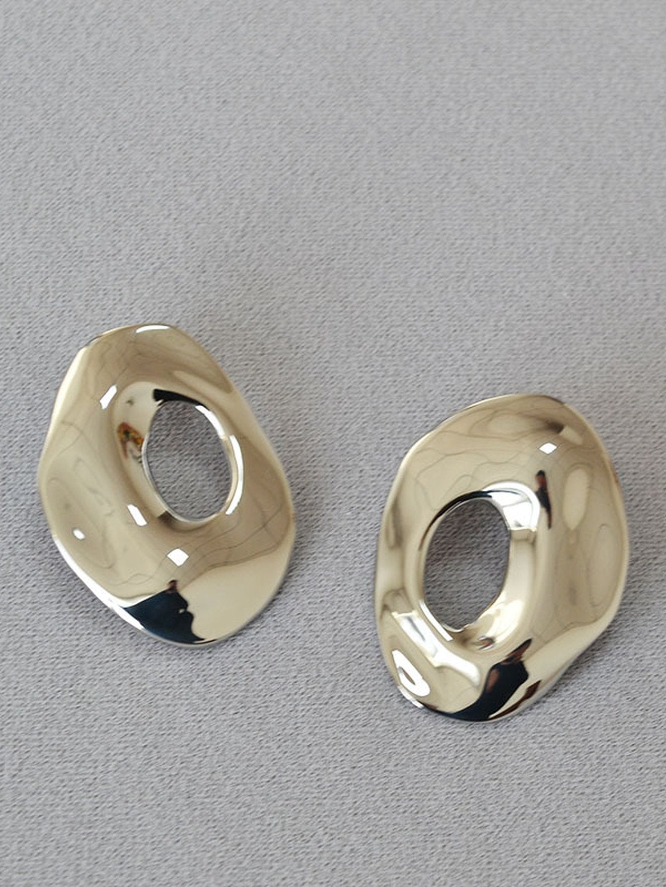 Minimalist Gold Organic Shape Stud Earrings