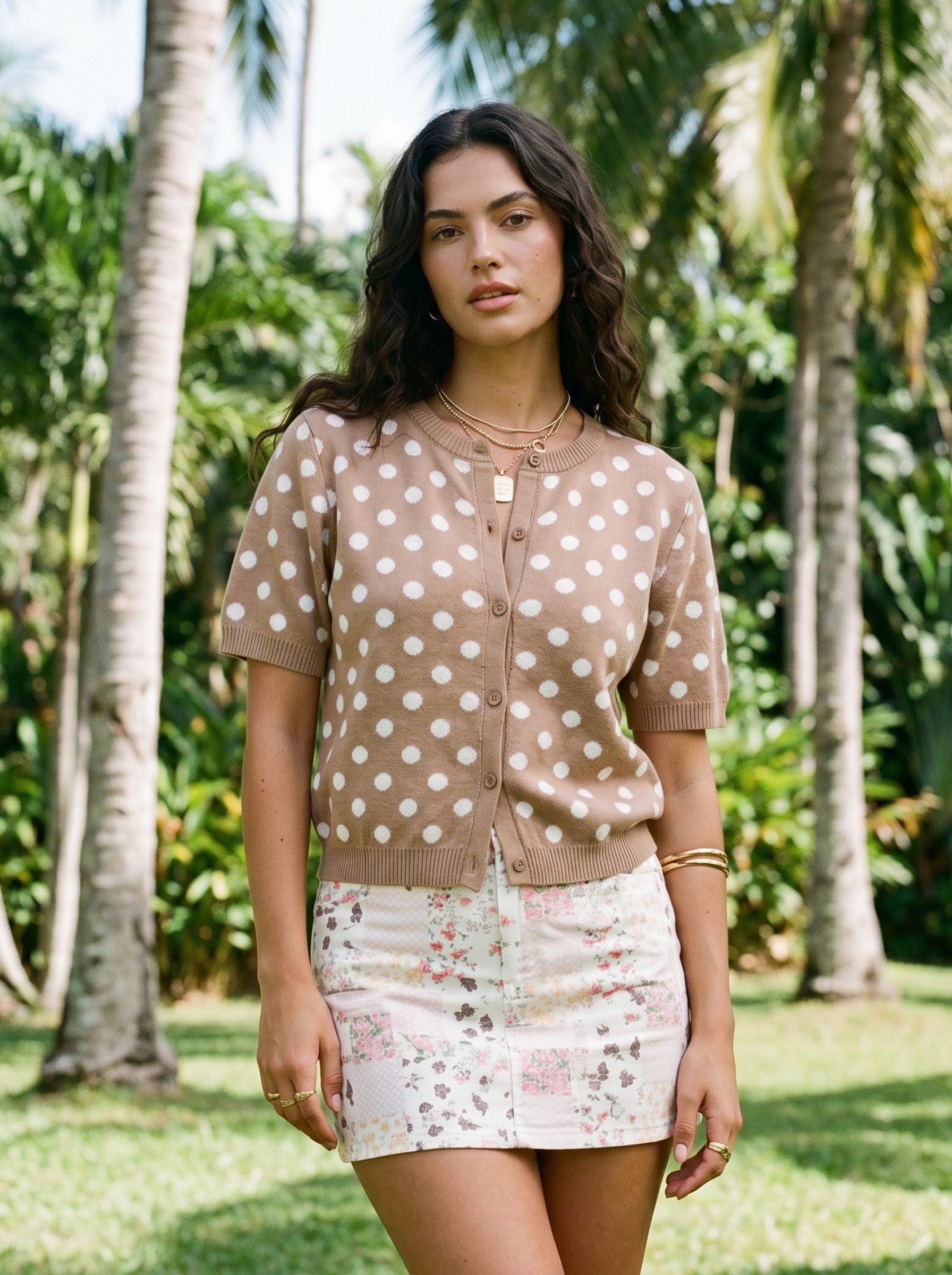 Polka Dot Short Sleeve Cardigan