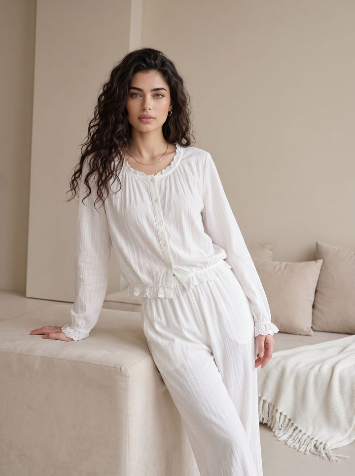 Soft Lace Trimmed Pajama Set